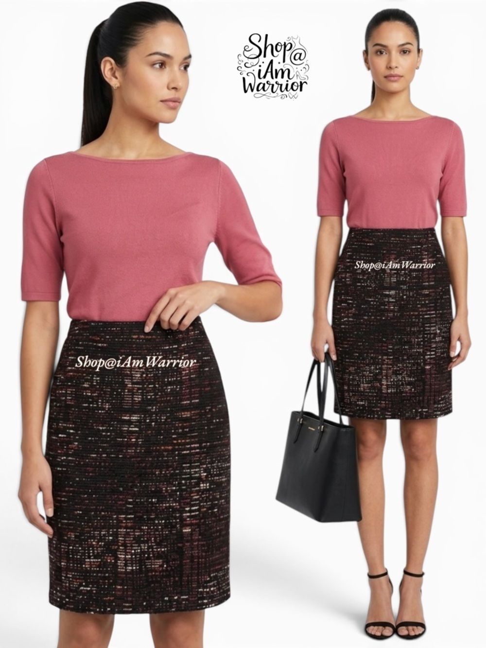 Loft textured multicolored tweed black pencil skirt *shop@iamwarrior